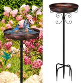 Daoeny 35In Metal Bird Bath antique bronze front view