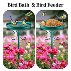 Daoeny 35In Metal Bird Bath in outdoor garden setting