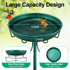 Daoeny 35In Metal Bird Bath showing the large bowl
