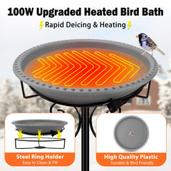 Daoeny Heated Bird Bath showing 5-pronged metal base