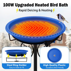 Daoeny Heated Bird Bath with 5-pronged metal base