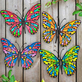 Daogtc 4 Pack Metal Butterfly Wall Decor, vibrant colors displayed