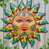 Daogtc Metal Sun Wall Decor front view with sunflower petal flames