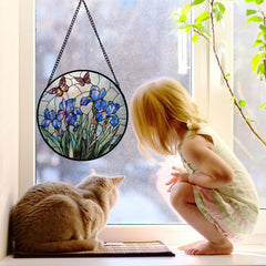 DASTOLL Purple Iris Butterfly Suncatcher with vibrant purple tones