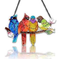 DASTOLL Stained Glass Suncatcher featuring birds on a branch