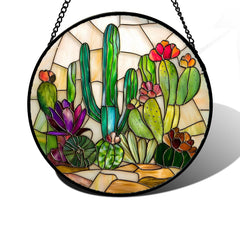 DASTOLL Stained Glass Suncatcher front view in green