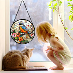 DASTOLL stained glass suncatcher hanging on window