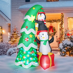 Dawdix 7 FT Penguins Climbing Tree Inflatable front view