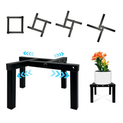 DDPow Adjustable Metal Plant Stand front view in black