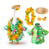 DECOHS Hawaiian porch goose outfit set with straw hat and glasses