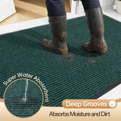 Deep grooves of Amyracel front door mat capturing dirt and moisture