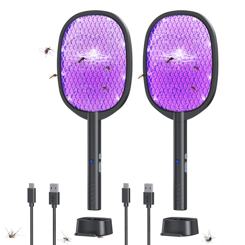 DEEZEE Electric Fly Swatter front view with charging base