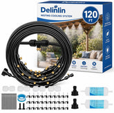 Delinlin 120FT Misting System with 28 brass nozzles, black tubing