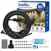 Delinlin 80FT Misting System showing brass nozzles and black tubing