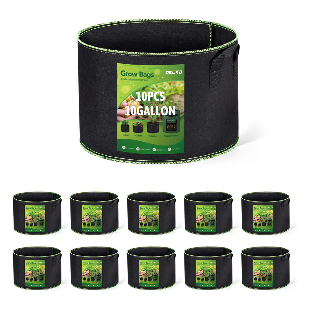 Delxo 10 Gallon Grow Bags black fabric pot front view