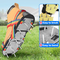 DenForste Lawn Aerator Shoes on grass, demonstrating use