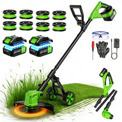 denqir 14-inch cordless electric string trimmer front view with battery
