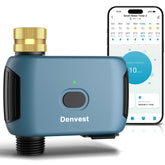 Denvest WiFi Water Timer front view in light blue
