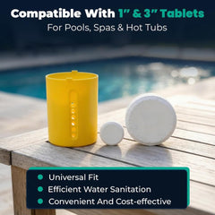 Derby Duck Chlorinator in a swimming pool with water background