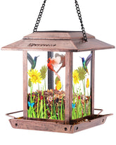 DesGully Solar Bird Feeder front view in vintage copper