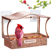 DesGully Window Bird Feeder in Antique Copper, front view