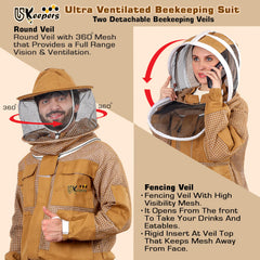 Detail of YKK brass zipper on USKEEPERS Ventilated Bee Suit