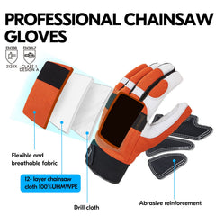 Detailed close-up of Vgo... Leather Chainsaw Gloves palm