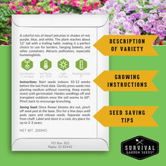 Detailed view of seed packets including Opal Basil and Buttercrunch Lettuce