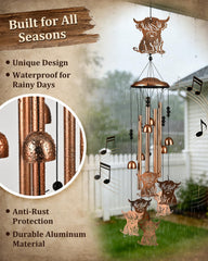 Detailed view of the Highland Cow sheet on the wind chime