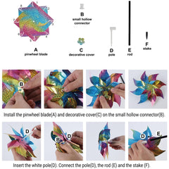 Detailed view of the pinwheel's Mylar material