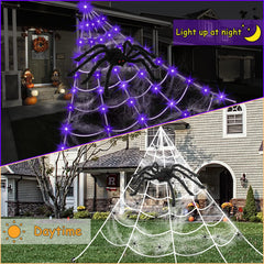 Detailed view of the stretch cobweb included in the Halloween decorations