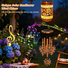 Detailed view of the sunflower design on the wind chime
