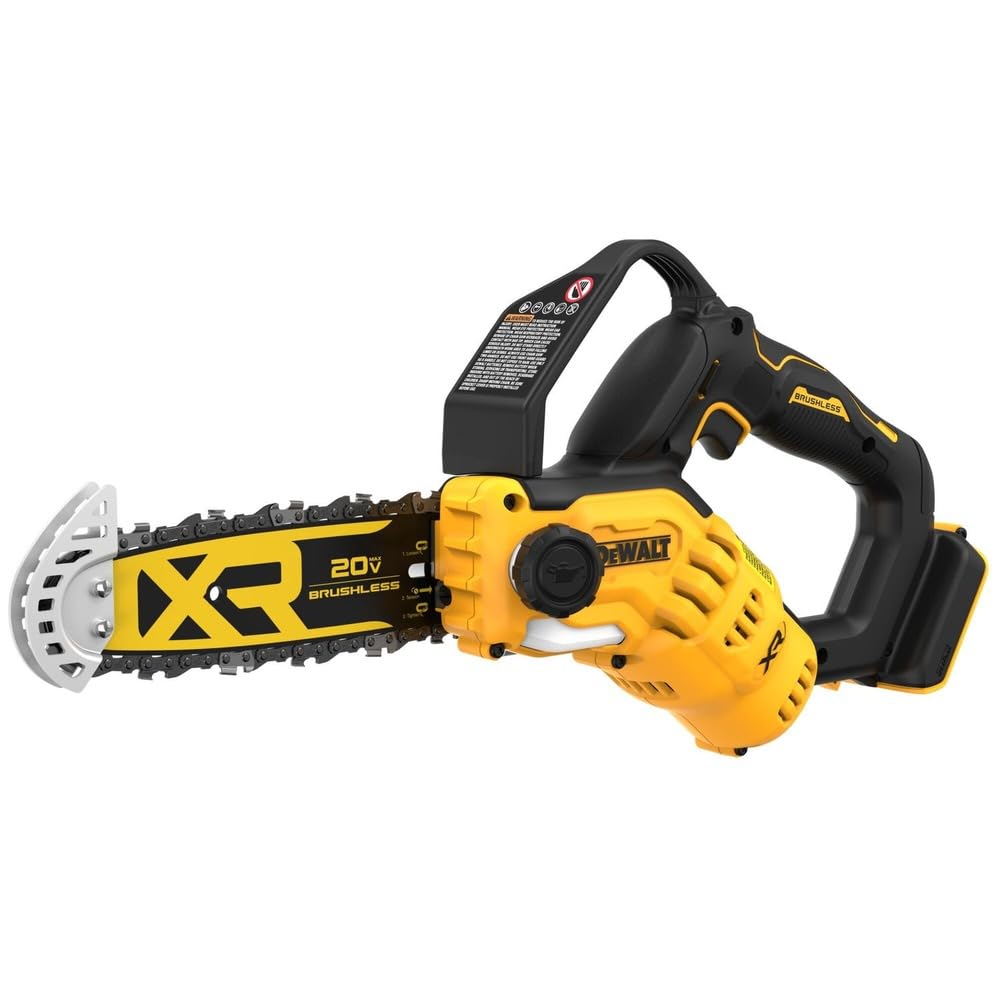 DEWALT Chainsaw Pruning DCCS623B front view with 8-inch blade