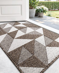 DEXI Entryway Doormat 24x36 Geometric Brown/White front view