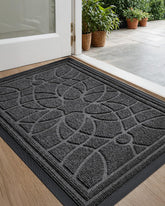 DEXI Front Door Mat 24x36 grey with floral patterned groove texture