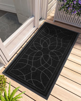DEXI Front Door Mat 24x47 black model front view