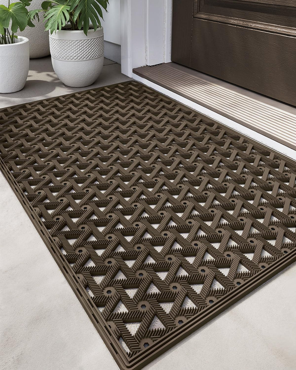 DEXI Front Door Mat Brown 19x30 front view
