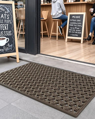 DEXI Front Door Mat Brown 19x30 side view showing texture