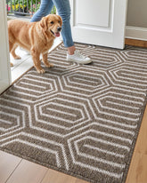 DEXI geometric brown entryway doormat front view