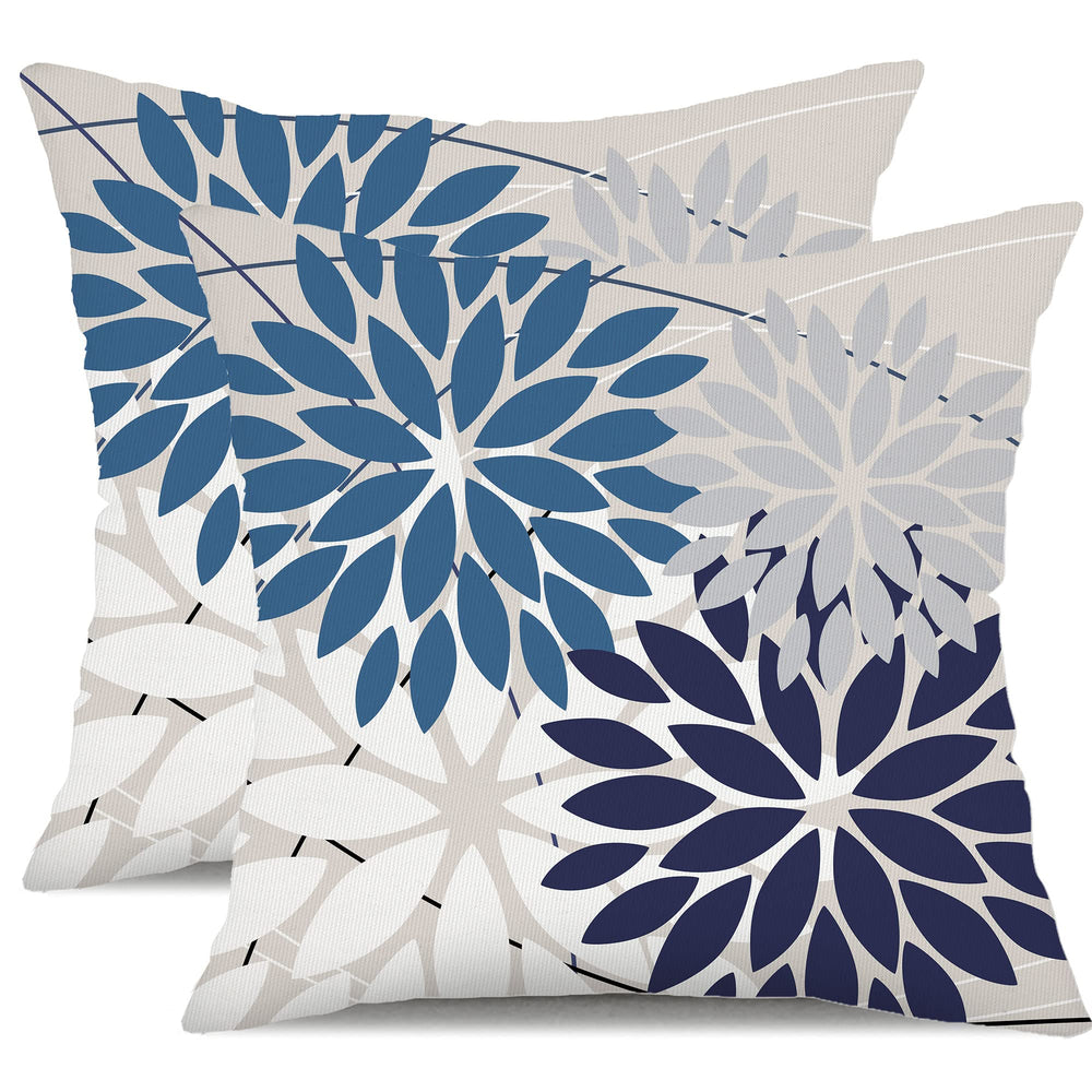 DFXSZ 18x18 outdoor waterproof pillow cover front view in Blue Dahlia