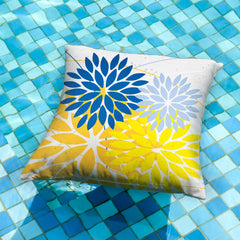 DFXSZ Outdoor Waterproof Throw Pillow Cover Blue Yellow on Patio Sofa