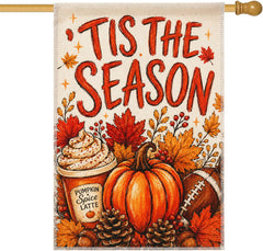 DIENGDAED Fall House Flag 28 x 40 with pumpkin design