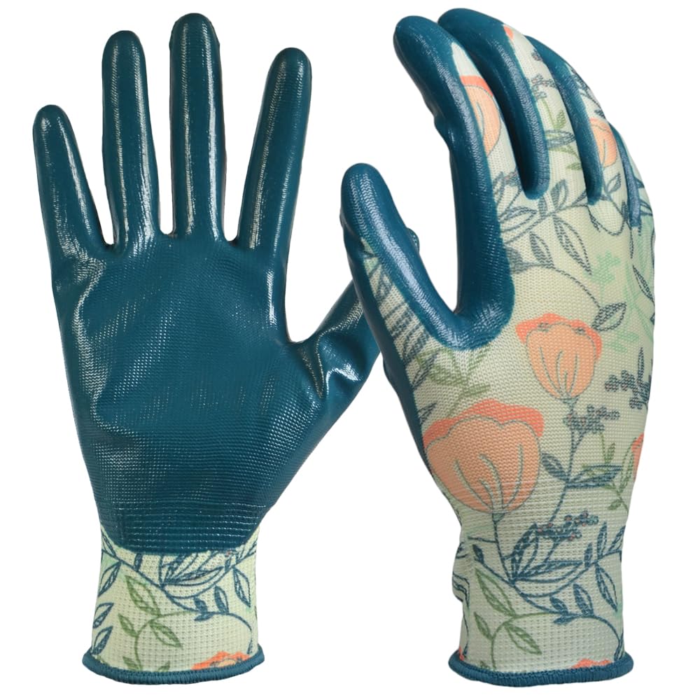 DIGZ Garden Gloves Large Coral Floral front view