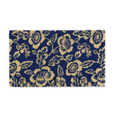 DII Floral Design Coir Doormat front view with blue peonies design