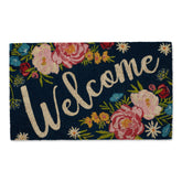 DII Natural Coir Doormat 18x30 inches with rose design