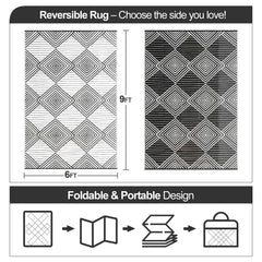 DiiKoo outdoor rug rolled up with carry bag for easy transport