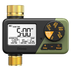 Diivoo Brass Hose Timer top view with large display