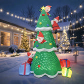 DILENK 8FT inflatable Christmas tree with Santa Claus and dog, front view