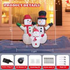 DILENK inflatable snowman family set in outdoor garden