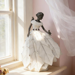 DiliComing Fairy Garden Statue 14.5 inch white resin detailed close-up